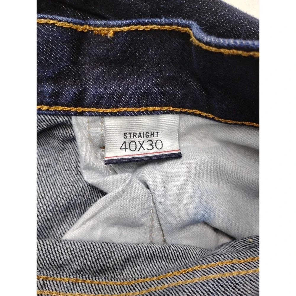 Tommy Hilfiger Straight Jeans Mens Blue Dark Wash Denim 40x30